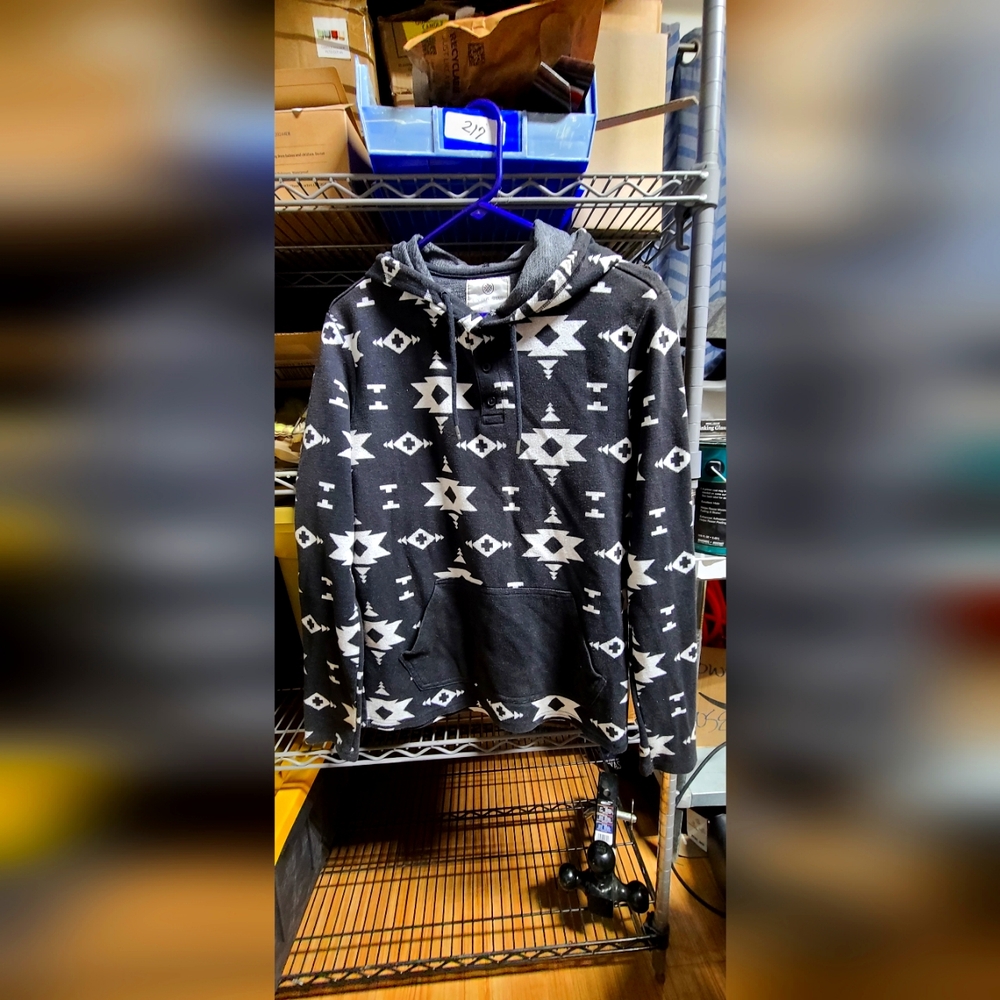 On The Byas Southwest Aztec Black White Men Hoodie Size M